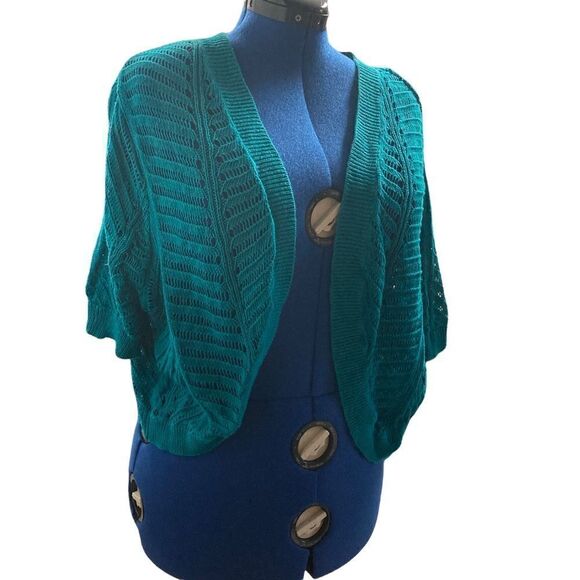 CATO, Women’s Green Open Front, Short Sleeve Shrug/ShortCardigan/Vest,Size 22-24 - Picture 1 of 9